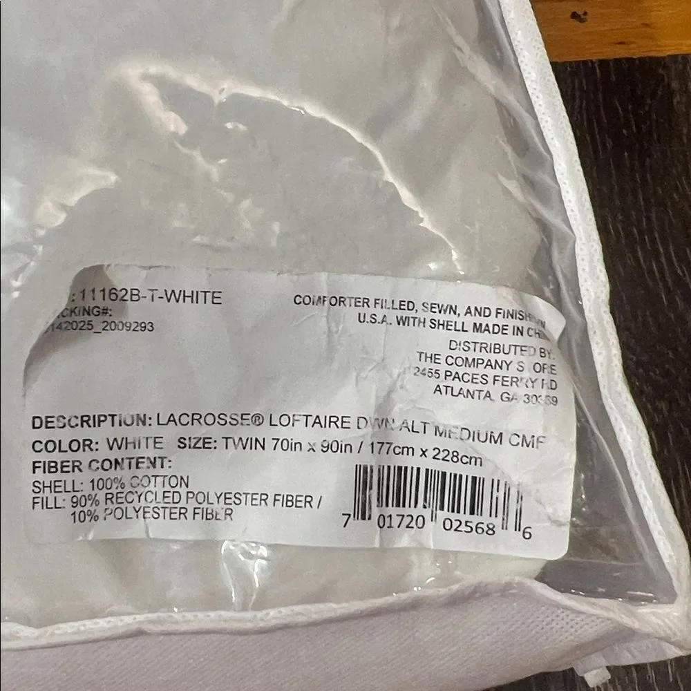 The Company Store LaCrosse LoftAIRE™ Down Alt Medium Comforter, White, Twin, New